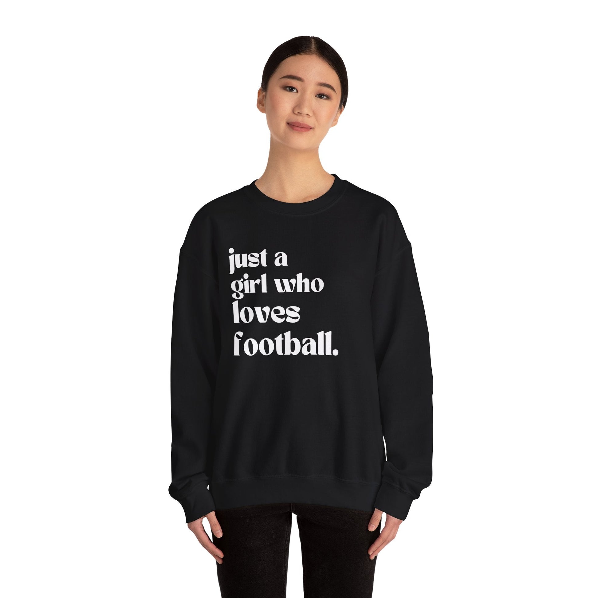 Just a Girl Who Loves Football Crewneck Sweatshirt - joyful